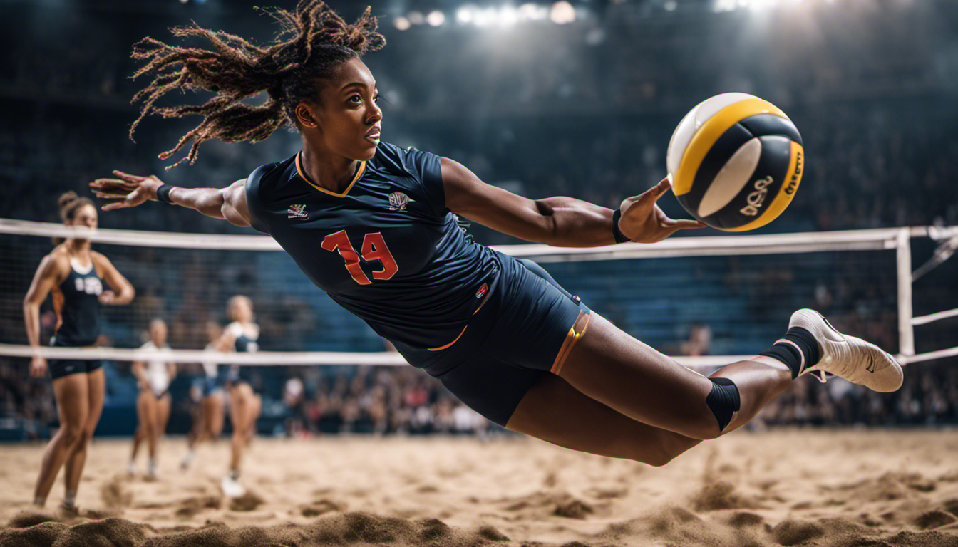 An image capturing a volleyball player performing an explosive tuck jump, showcasing their agility