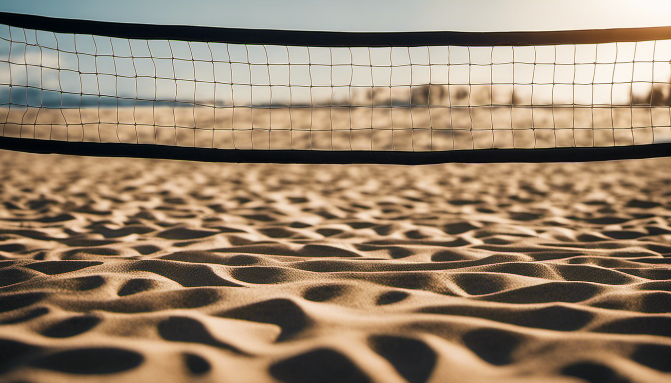 An image showcasing a beach volleyball court transitioning to an indoor hardwood court