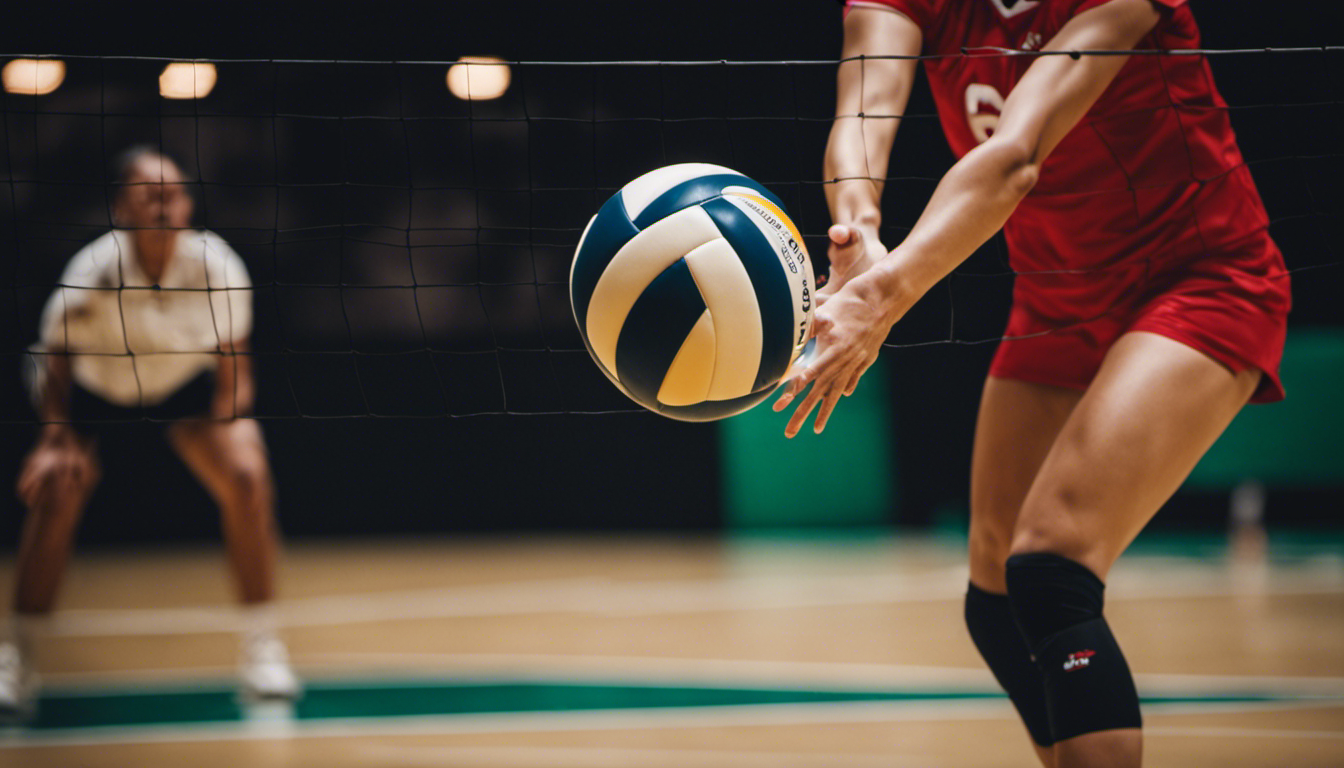 An image showcasing a volleyball player's hands making contact with the ball during a float serve