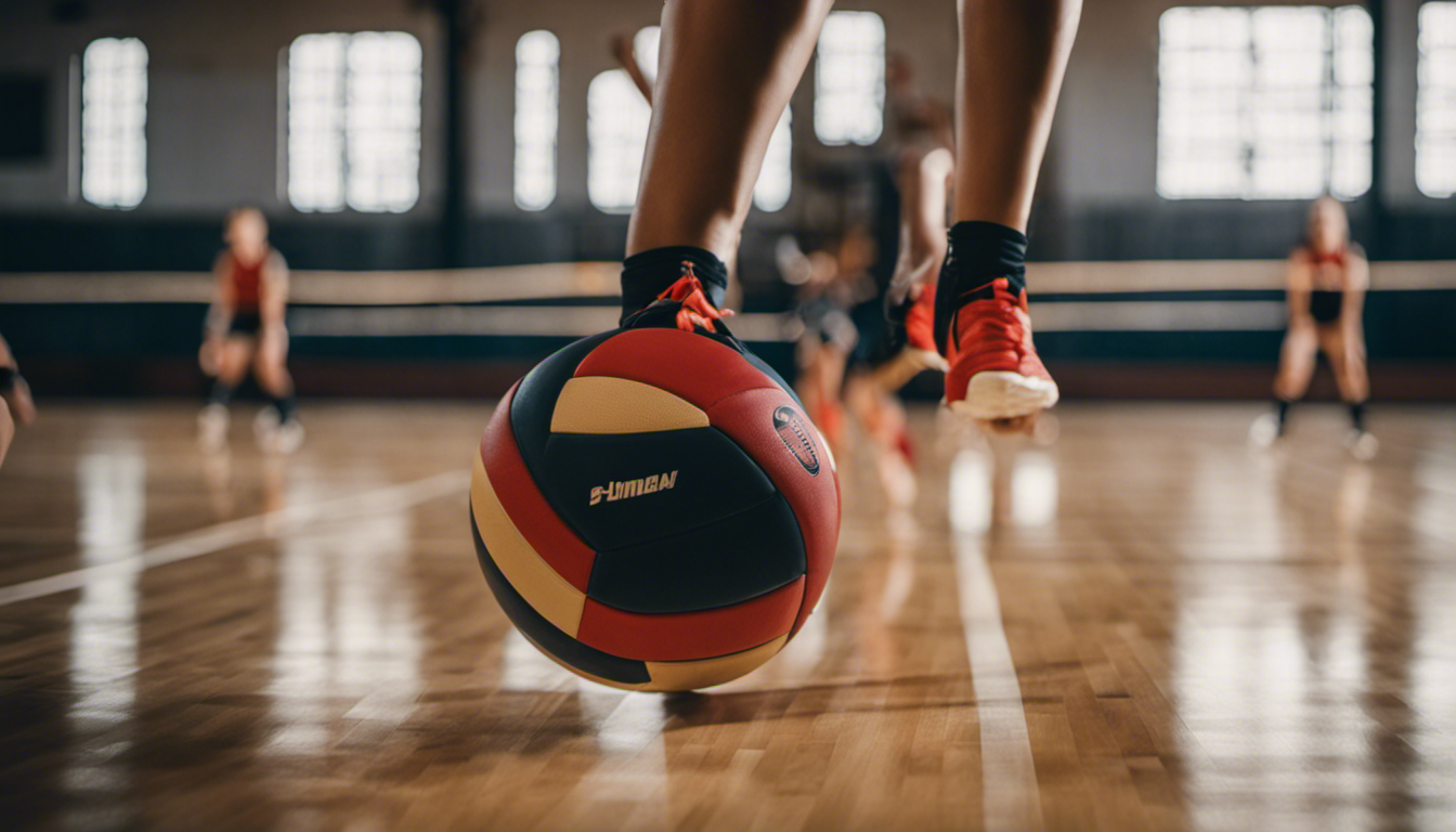 An image of a volleyball player demonstrating warm-up and stretching exercises before a game