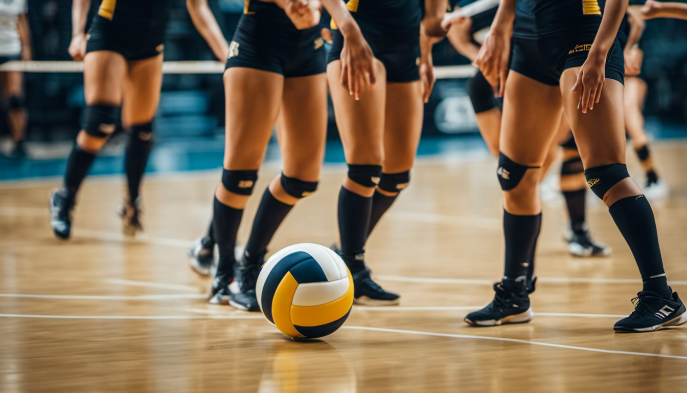 An image that showcases a synchronized volleyball team executing a complex set play with precision, displaying perfect timing, communication, and coordination